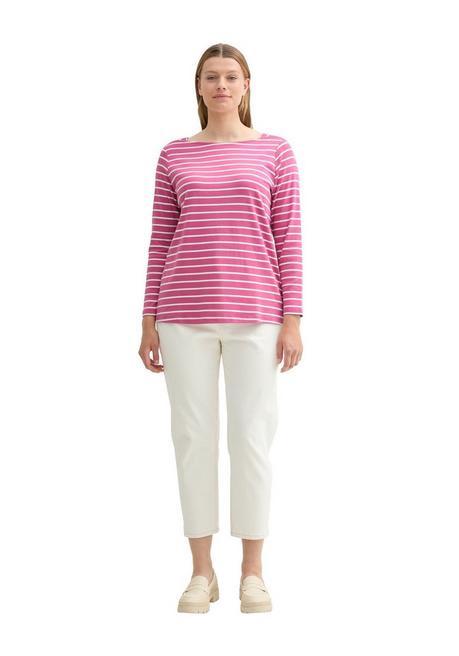 TOM TAILOR Plus Langarmshirt mit Ringeln und U-Boot-Ausschnitt - rosé gestreift sheego Cyber Monday