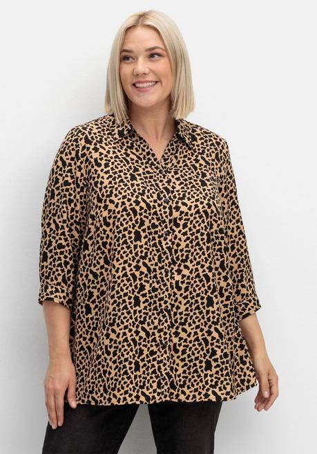 sheego Hemdbluse mit Animalprint, in leichter A-Linie - schwarz gemustert sheego Osterangebot