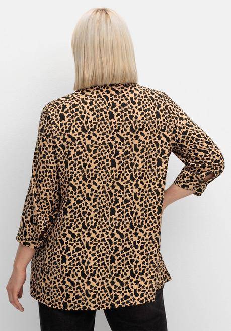 sheego Hemdbluse mit Animalprint, in leichter A-Linie - schwarz gemustert sheego Osterangebot