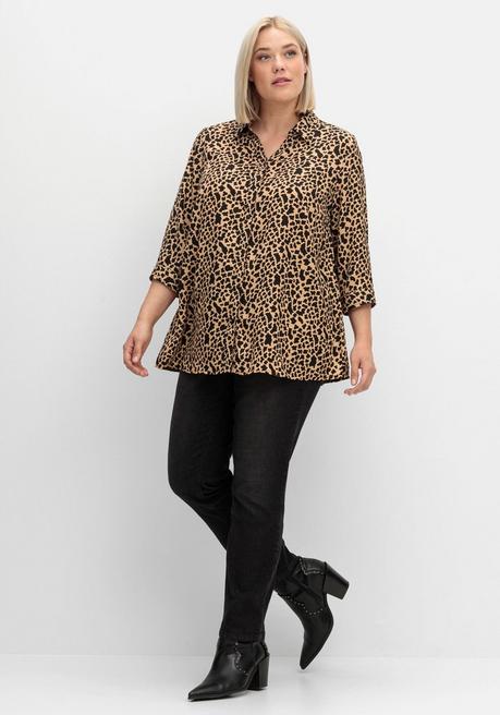 sheego Hemdbluse mit Animalprint, in leichter A-Linie - schwarz gemustert sheego Osterangebot