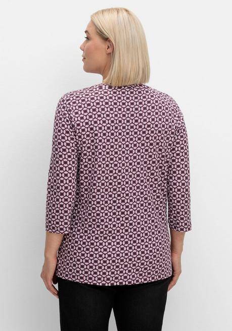 sheego 3/4-Arm-Shirt mit Retro-Alloverdruck - aubergine gemustert sheego Muttertagsangebot