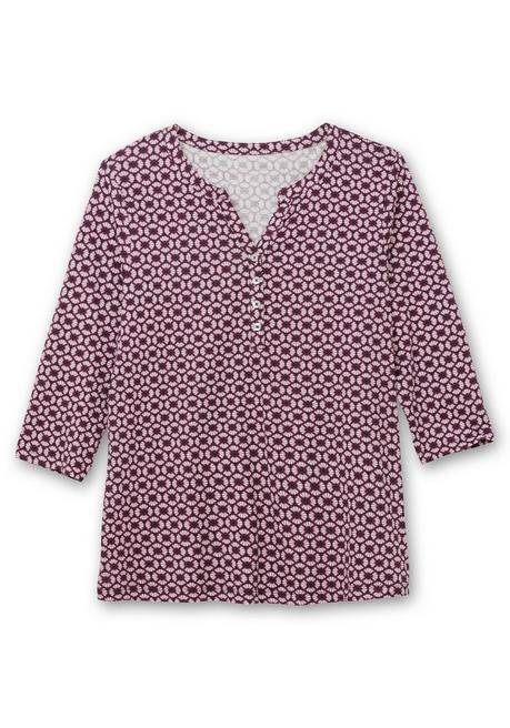 sheego 3/4-Arm-Shirt mit Retro-Alloverdruck - aubergine gemustert sheego Muttertagsangebot