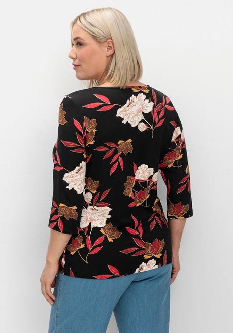 sheego 3/4-Arm-Shirt mit Blumenprint, aus Viskosejersey - rot gemustert sheego Vatertagsangebot