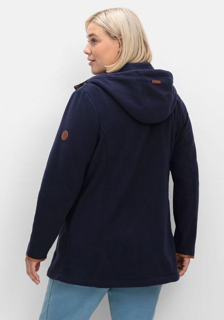sheego Fleecejacke mit Kapuze und Kontrastdetails - marine sheego Lagerräumung
