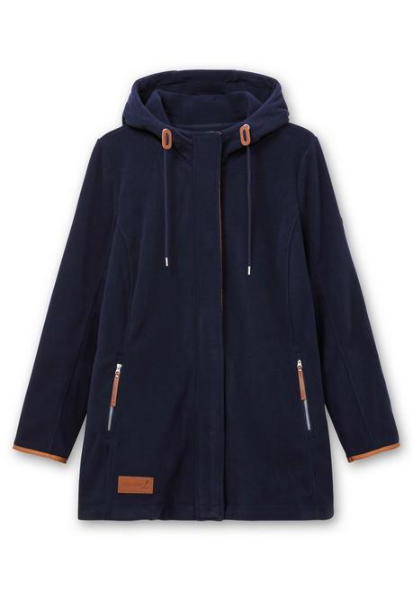 sheego Fleecejacke mit Kapuze und Kontrastdetails - marine sheego Lagerräumung