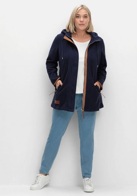 sheego Fleecejacke mit Kapuze und Kontrastdetails - marine sheego Lagerräumung