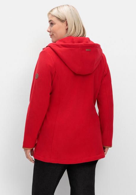 sheego Fleecejacke mit Kapuze und Kontrastdetails - rot sheego Heißer Verkauf