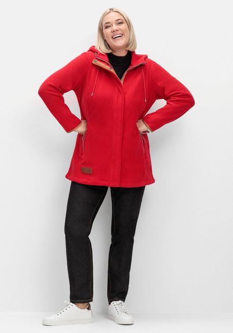 sheego Fleecejacke mit Kapuze und Kontrastdetails - rot sheego Heißer Verkauf