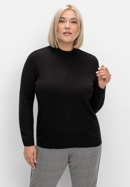 sheego Extraweicher Pullover mit Stehkragen - schwarz sheego Online Outlet