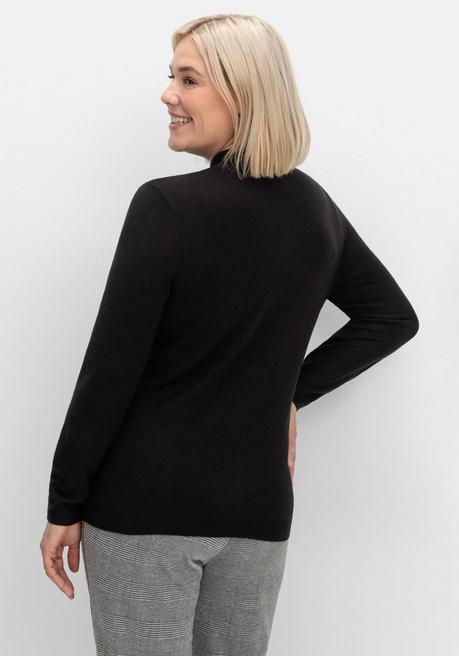 sheego Extraweicher Pullover mit Stehkragen - schwarz sheego Online Outlet