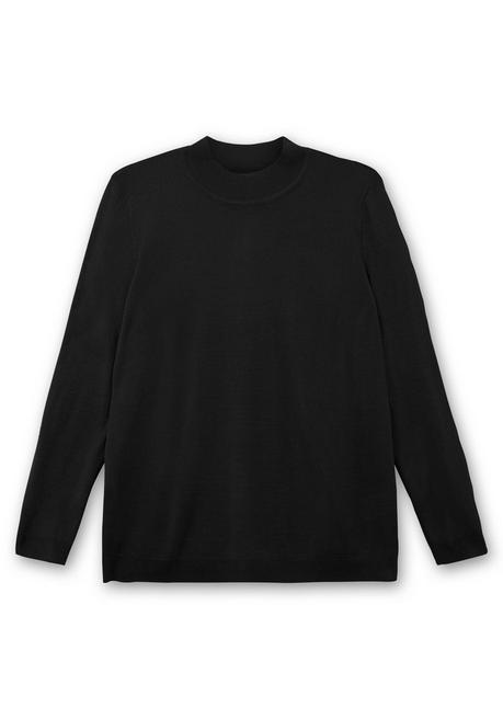 sheego Extraweicher Pullover mit Stehkragen - schwarz sheego Online Outlet