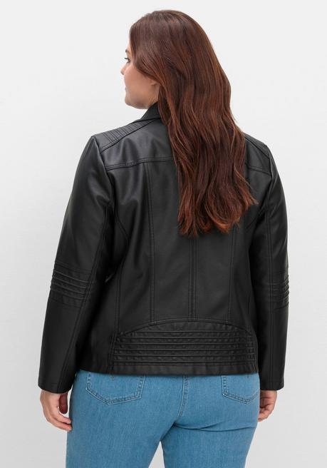 sheego Bikerjacke in Lederoptik - schwarz sheego Exklusive Angebote