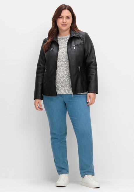 sheego Bikerjacke in Lederoptik - schwarz sheego Exklusive Angebote
