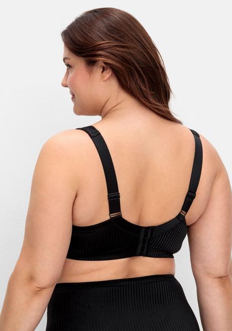 sheego Minimizer-BH mit floraler Spitze und tonigen Streifen - schwarz sheego Bestseller
