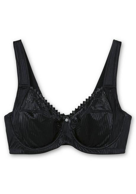 sheego Minimizer-BH mit floraler Spitze und tonigen Streifen - schwarz sheego Bestseller