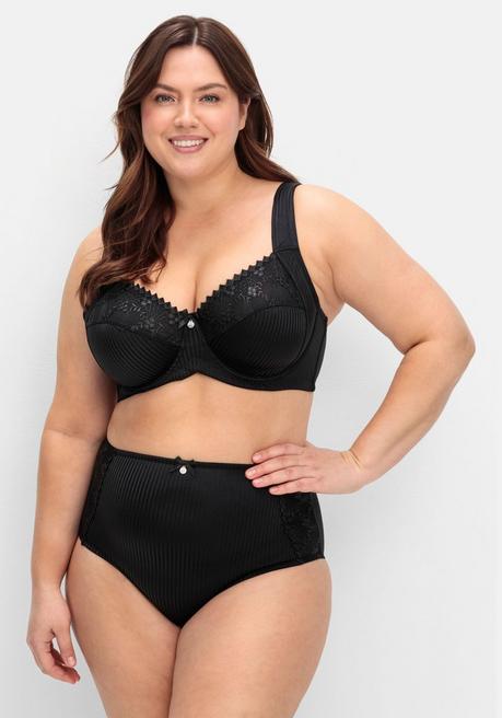 sheego Minimizer-BH mit floraler Spitze und tonigen Streifen - schwarz sheego Bestseller