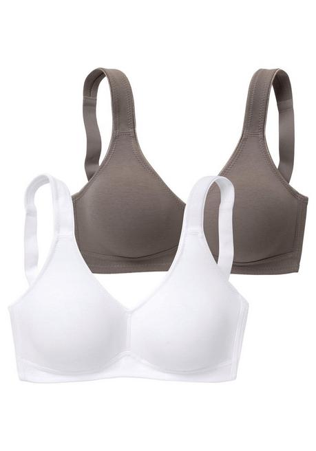 PETITE FLEUR Doppelpack Basic-BHs ohne Bügel - taupe+weiß sheego Tägliche Deals
