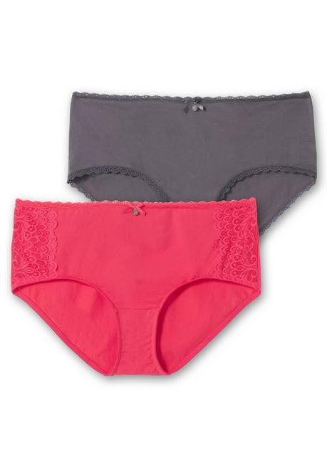 sheego Doppelpack Pantys mit hoher Taille und Spitzendetails - graphit+orchidee sheego Letzte 2 Tage
