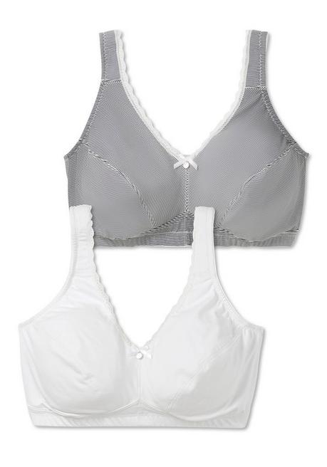 sheego Doppelpack Komfort-BHs ohne Bügel - anthrazit+weiß sheego Bis zu 65% Rabatt