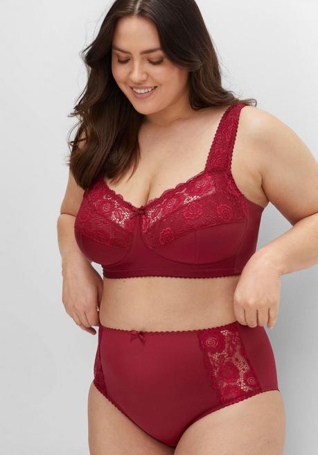 sheego Taillenslip mit transparenter Spitze - burgund sheego Online