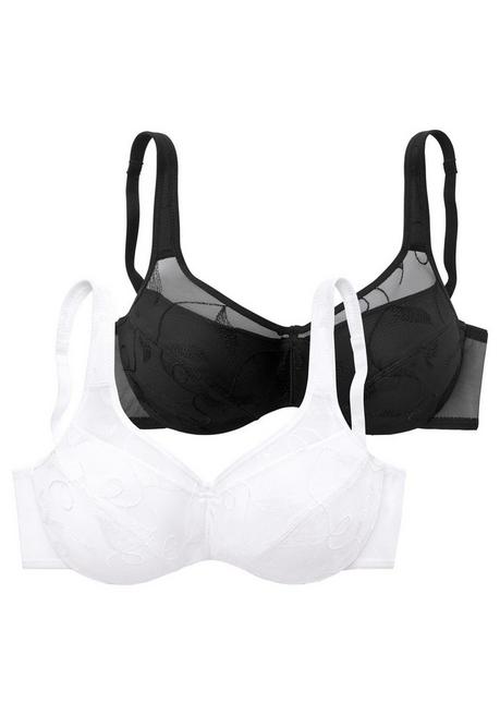 PETITE FLEUR Doppelpack Minimizer-BHs mit unterlegten Cups - schwarz+weiß sheego Fabrikverkauf