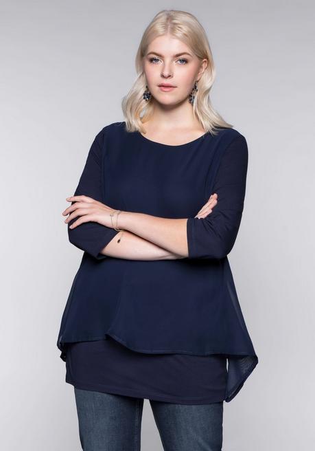 sheego Blusenshirt in leichter A-Linie mit Zipfelsaum - marine sheego Blitzverkäufe