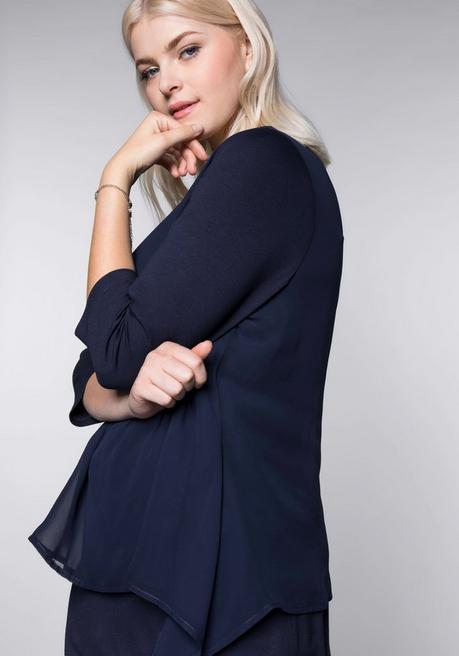 sheego Blusenshirt in leichter A-Linie mit Zipfelsaum - marine sheego Blitzverkäufe