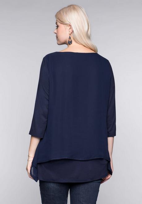 sheego Blusenshirt in leichter A-Linie mit Zipfelsaum - marine sheego Blitzverkäufe