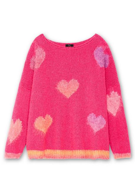 sheego loves miss goodlife Strickpullover mit Herz-Intarsien, im Oversized-Schnitt - pink gemustert sheego Kostenloser Versand