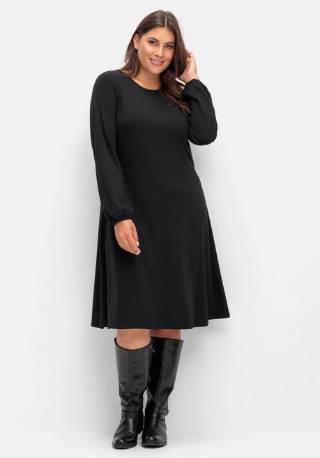 sheego Kleid aus Interlock, mit ausgestelltem Rock - schwarz sheego Limitierter Zeitrabatt