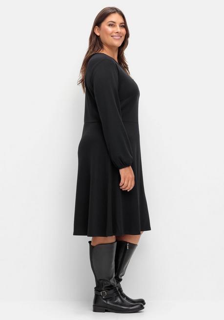 sheego Kleid aus Interlock, mit ausgestelltem Rock - schwarz sheego Limitierter Zeitrabatt