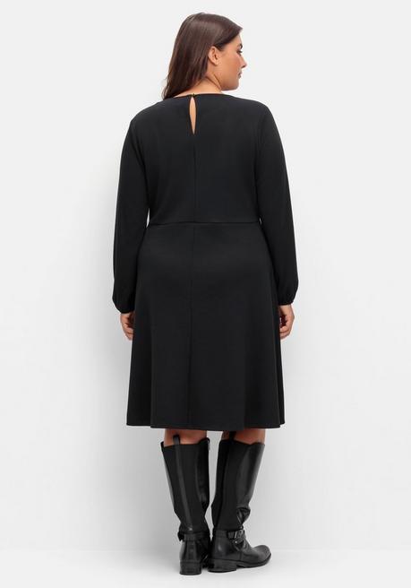 sheego Kleid aus Interlock, mit ausgestelltem Rock - schwarz sheego Limitierter Zeitrabatt