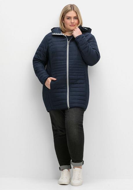 sheego Leicht wattierte Longsteppjacke mit Kapuze - nachtblau sheego Sonderangebot