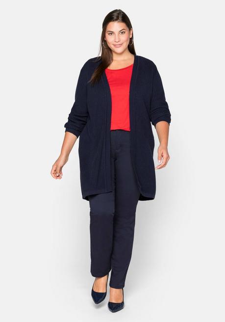 sheego Cardigan aus Grobstrick, in offener Form - marine sheego Günstig kaufen