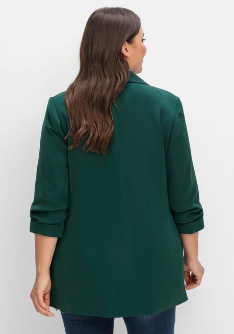 sheego Langer Blazer mit Schalkragen und gerafftem 3/4-Arm - tiefgrün sheego Versandkostenfrei