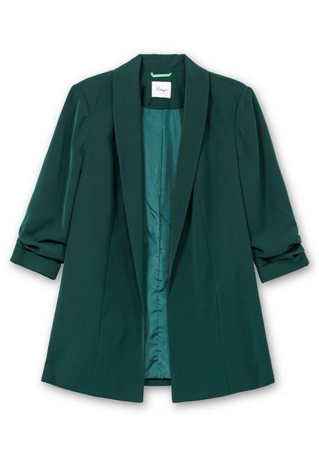 sheego Langer Blazer mit Schalkragen und gerafftem 3/4-Arm - tiefgrün sheego Versandkostenfrei