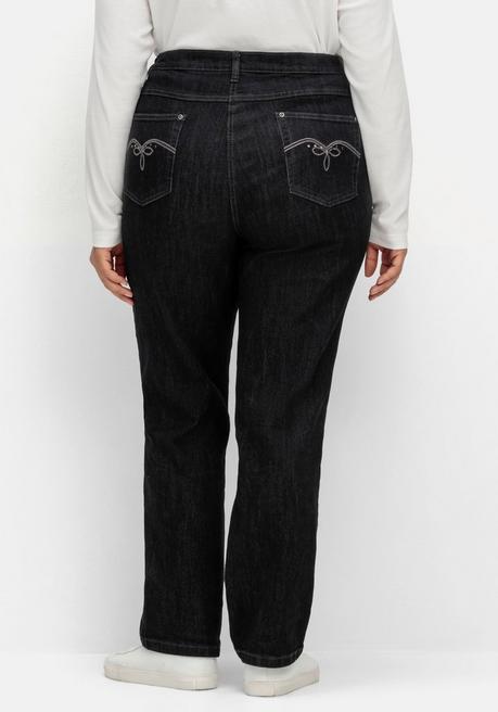 sheego x Collection L. Gerade Jeans in 5-Pocket-Form - black Denim sheego Großer Ausverkauf