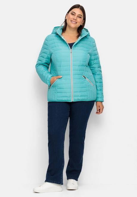 sheego Leichte Steppjacke mit abnehmbarer Kapuze - aqua sheego Flash Sale