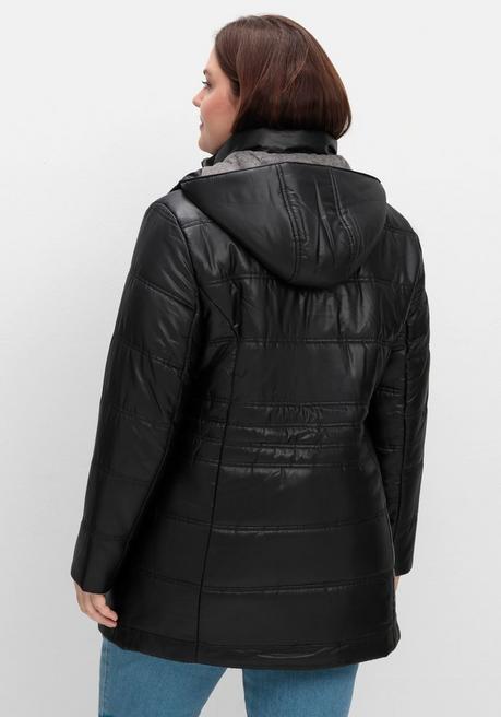 sheego Steppjacke mit Kapuze und Flanell-Details - schwarz sheego Online Shopping