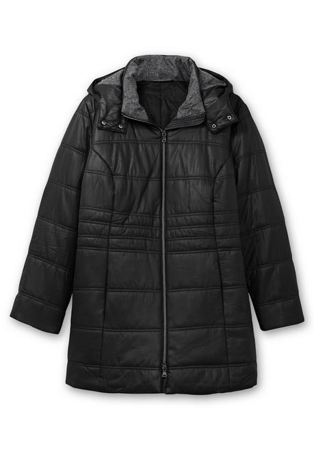 sheego Steppjacke mit Kapuze und Flanell-Details - schwarz sheego Online Shopping
