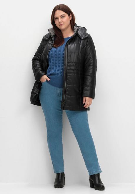 sheego Steppjacke mit Kapuze und Flanell-Details - schwarz sheego Online Shopping