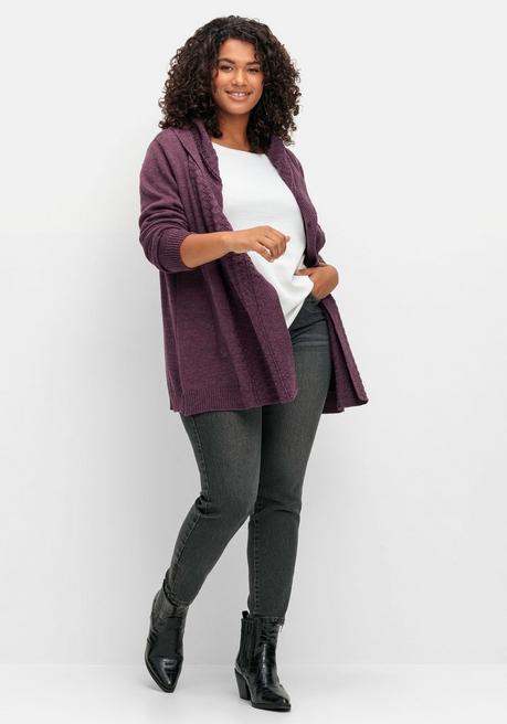 sheego by Joe Browns Cardigan mit Kapuze und Knopfverschluss - brombeer sheego Exklusivangebot