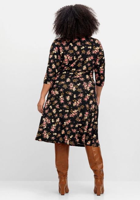 sheego by Joe Browns Jerseykleid mit Blumendruck und ausgestelltem Rock - schwarz gemustert sheego Weihnachtsangebot