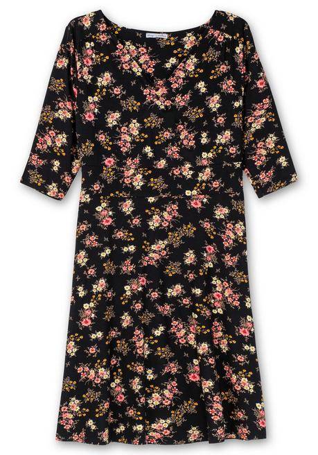 sheego by Joe Browns Jerseykleid mit Blumendruck und ausgestelltem Rock - schwarz gemustert sheego Weihnachtsangebot