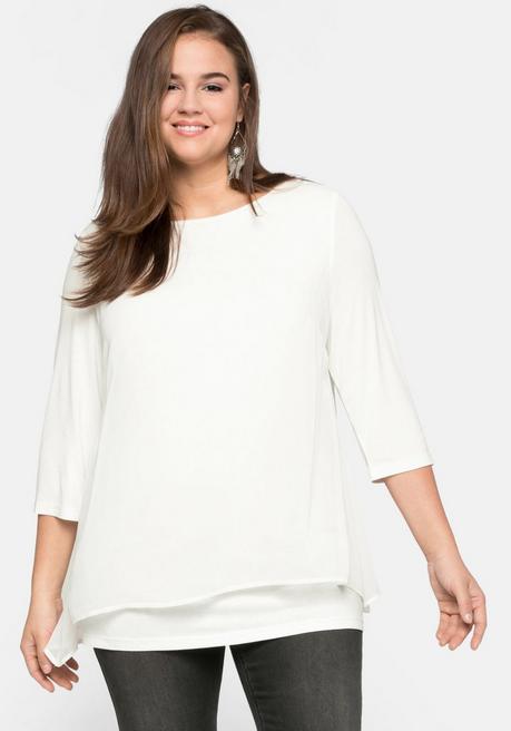 sheego Blusenshirt in leichter A-Linie mit Zipfelsaum - offwhite sheego Muttertagsangebot