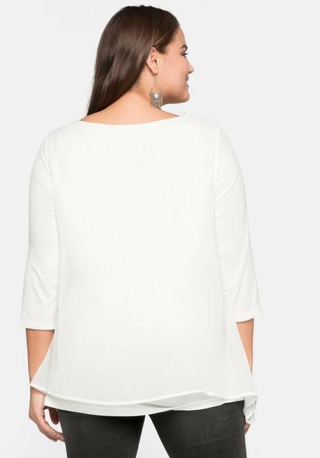 sheego Blusenshirt in leichter A-Linie mit Zipfelsaum - offwhite sheego Muttertagsangebot