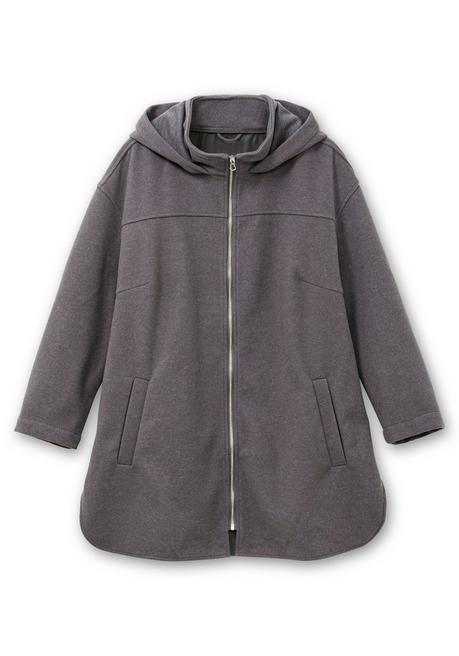 sheego Kapuzenjacke mit Stehkragen und Reißverschluss - anthrazit sheego Valentinstagsangebot