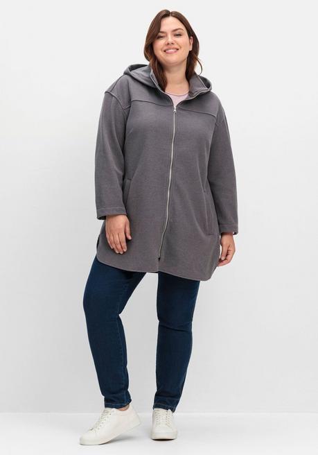 sheego Kapuzenjacke mit Stehkragen und Reißverschluss - anthrazit sheego Valentinstagsangebot