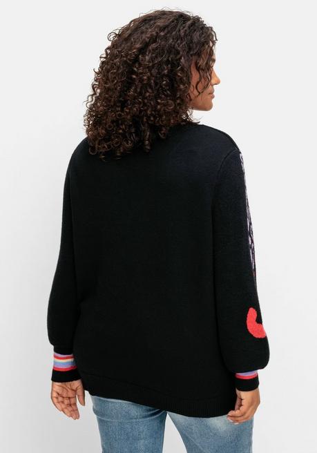 sheego by Joe Browns Pullover mit Animalmotiv und Ballonärmeln - schwarz gemustert sheego Lagerräumung