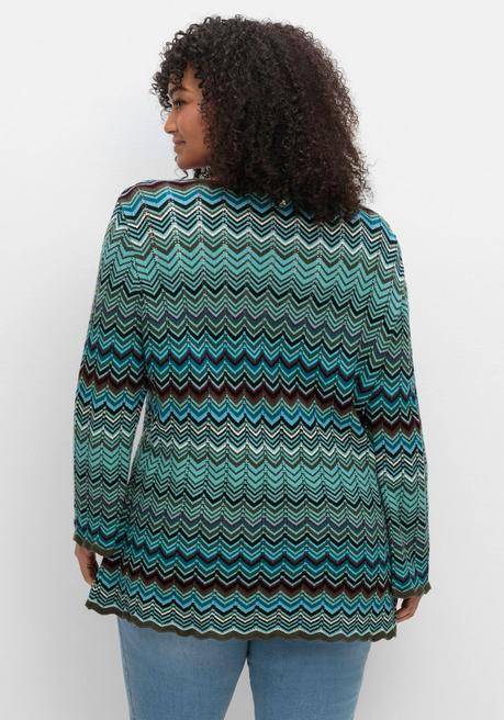 sheego Strickjacke mit Trompetenärmeln, im Zickzackmuster - dunkeloliv gemustert sheego Heißer Verkauf